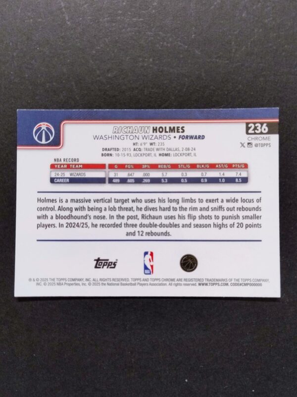 2025-26 Topps Chrome Richaun Holmes #236 Basketball Refractor
