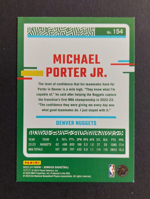 2023-24 Panini Donruss Michael Porter Jr #154 13/99 Red Laser