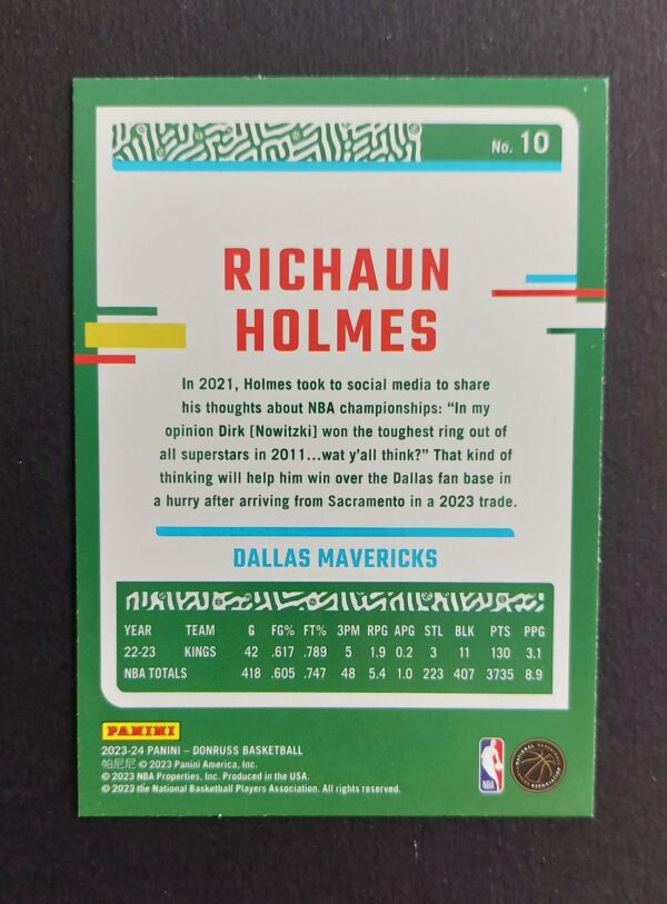 2023-24 Panini Donruss Richaun Holmes #10 18/49 Blue Laser
