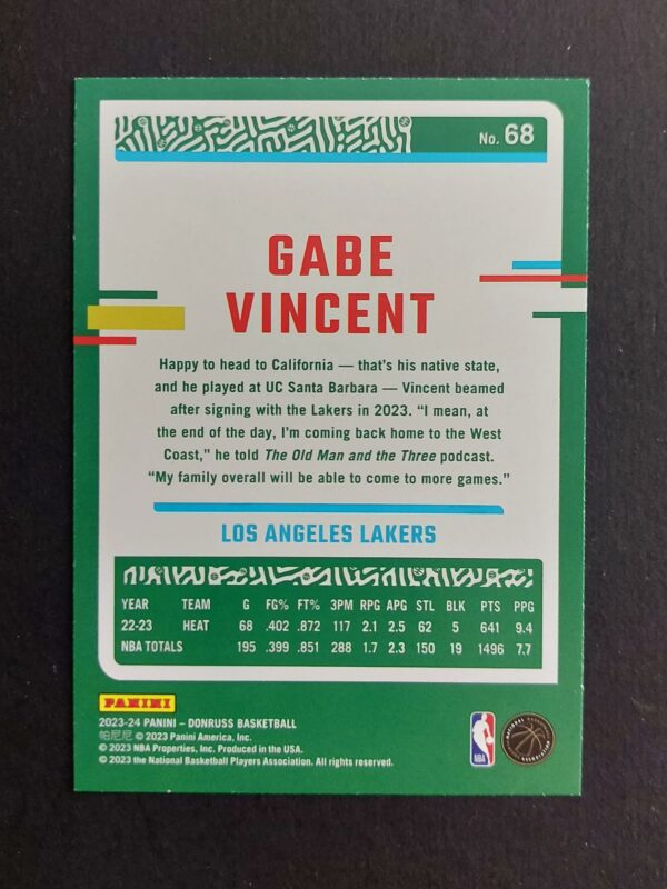 2023-24 Panini Donruss Gabe Vincent #68 85/99 Red Laser