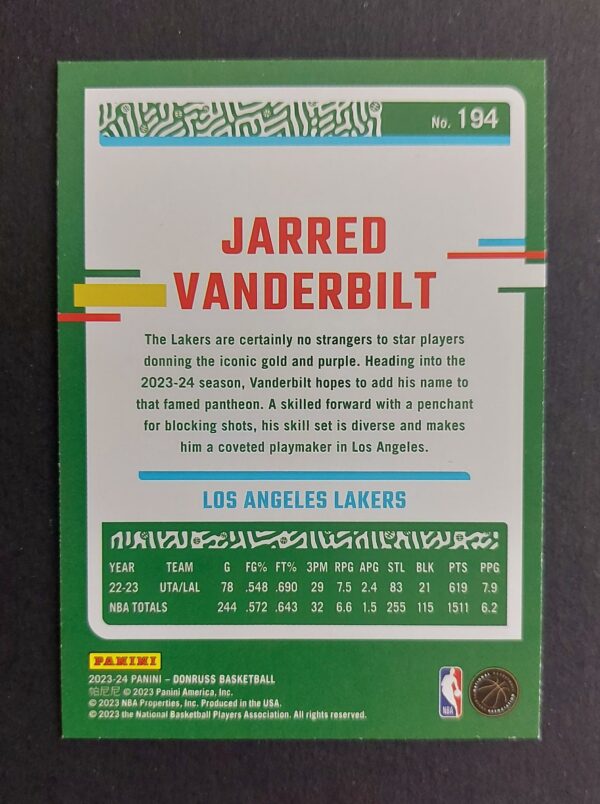 2023-24 Panini Donruss Jarred Vanderbilt #194 74/99 Red Laser