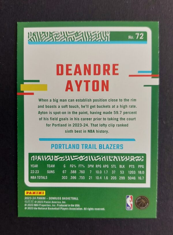 2023-24 Panini Donruss Deandre Ayton #72 24/49 Blue Choice