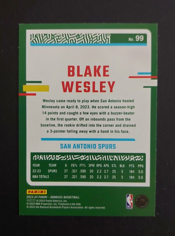 2023-24 Panini Donruss Blake Wesley #99 28/99 Red Choice