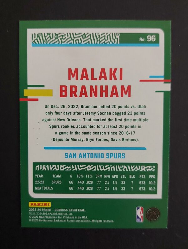 2023-24 Panini Donruss Malaki Branham #96 78/99 Red Laser