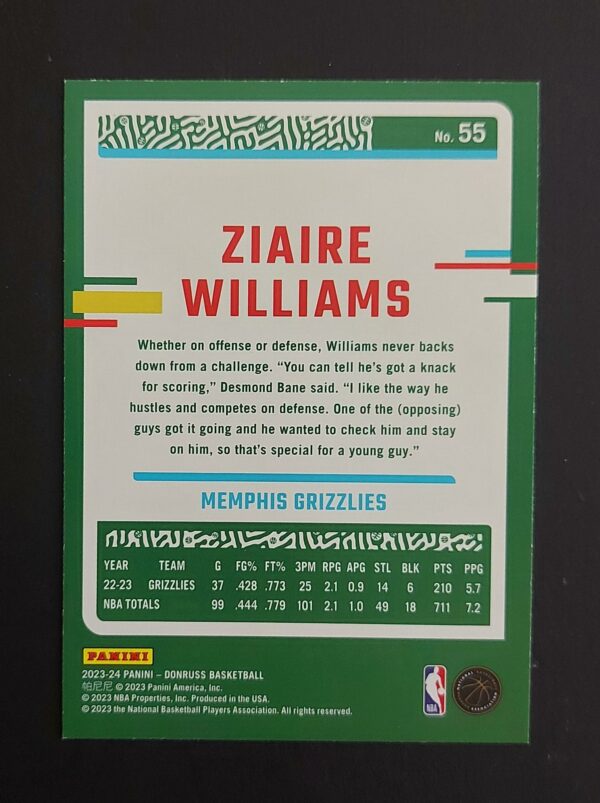 2023-24 Panini Donruss Ziaire Williams #55 20/49 Blue Choice