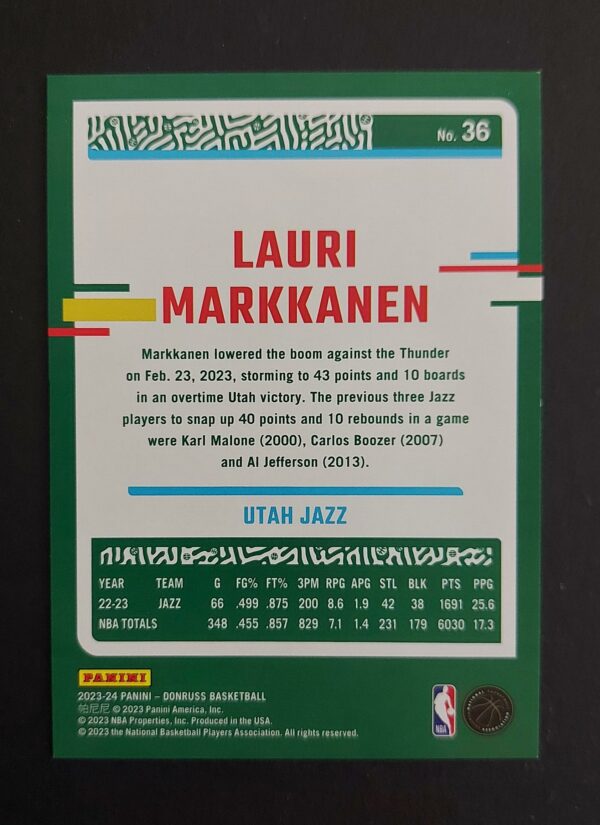 2023-24 Panini Donruss Lauri Markkanen #36 126/149 Holo Laser