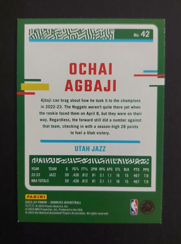 2023-24 Panini Donruss Ochai Agbaji #42 12/49 Blue Choice