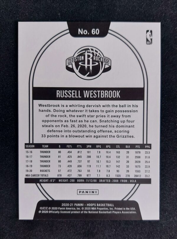 2020-21 Panini Hoops Russel Westbrook #60