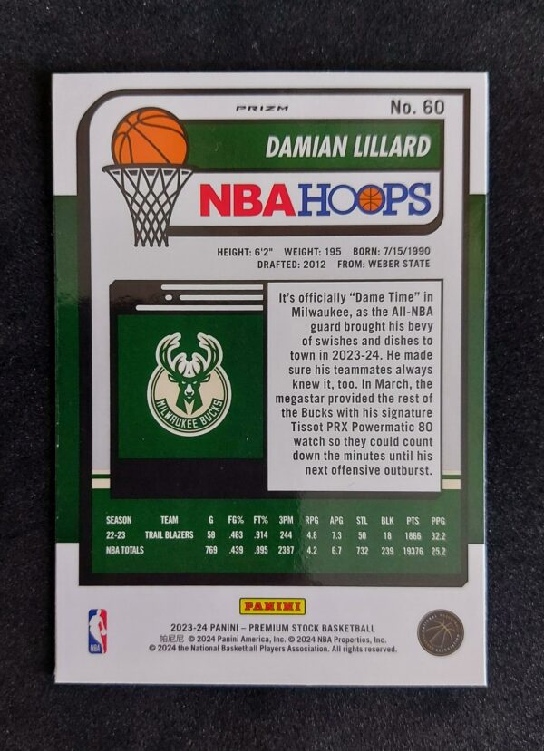 2023-24 Panini Hoops Premium Stock Damian Lillard #60 Cracked Ice