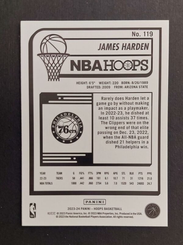 2023-24 Panini Hoops James Harden #119 Purple
