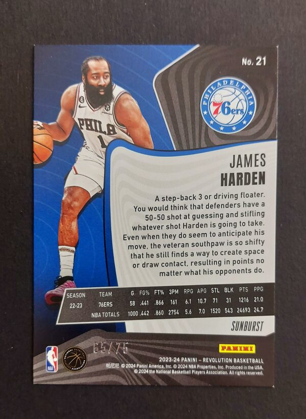 2023-24 Panini Revolution James Harden #21 65/75 Sunburst