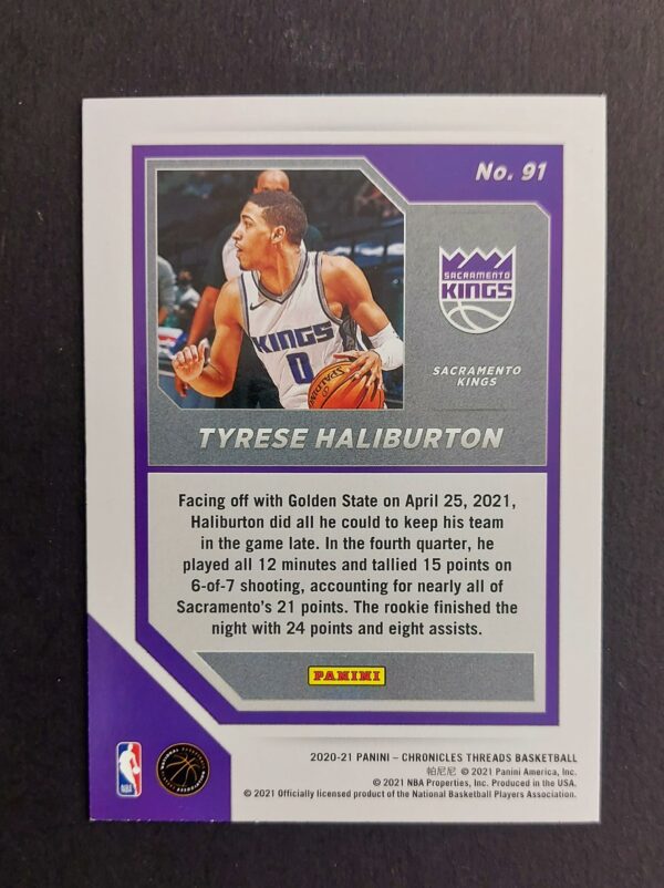 2020-21 Panini Chronicles Threads Tyrese Haliburton #91 RC