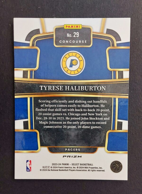 2023-24 Panini Select Tyrese Haliburton #29 Concourse Prizm