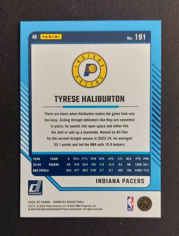 2024-25 Panini Donruss Tyrese Haliburton #191 Green Laser