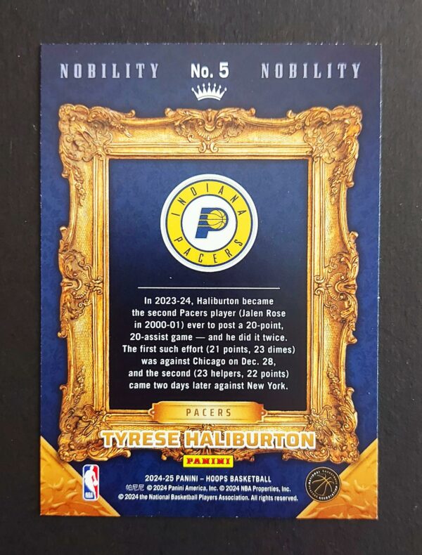 2024-25 Panini Hoops Nobility Tyrese Haliburton #5