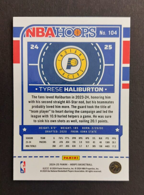 2024-25 Panini Hoops Tyrese Haliburton #104 Optichrome