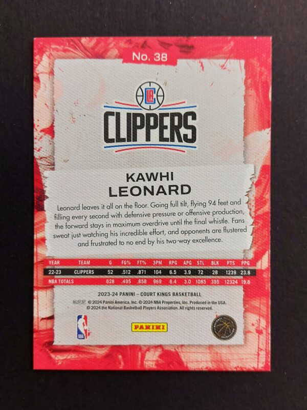 2023-24 Panini Court Kings Kawhi Leonard #38