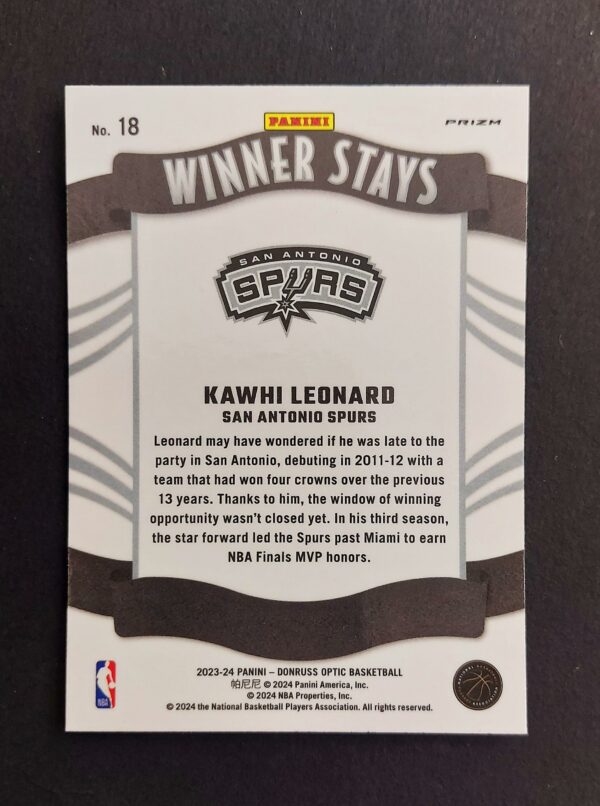 2023-24 Panini Optic Winner Stays Kawhi Leonard #18 Silver