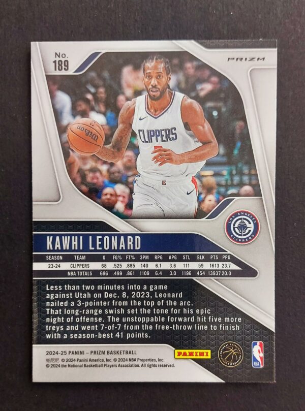 2024-25 Panini Prizm Kawhi Leonard #189 Silver Chinese