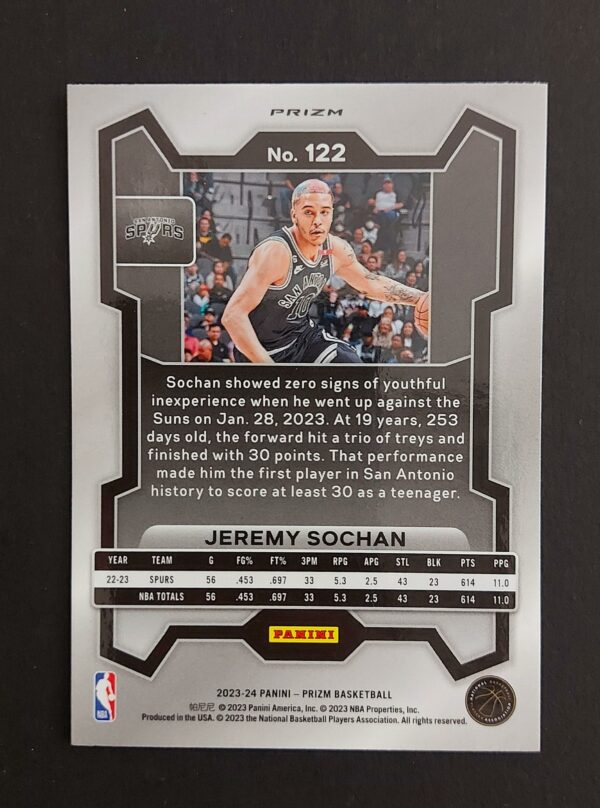 2023-24 Panini Prizm Jeremy Sochan #122 Green