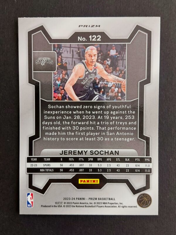 2023-24 Panini Prizm Jeremy Sochan #122 Orange Ice