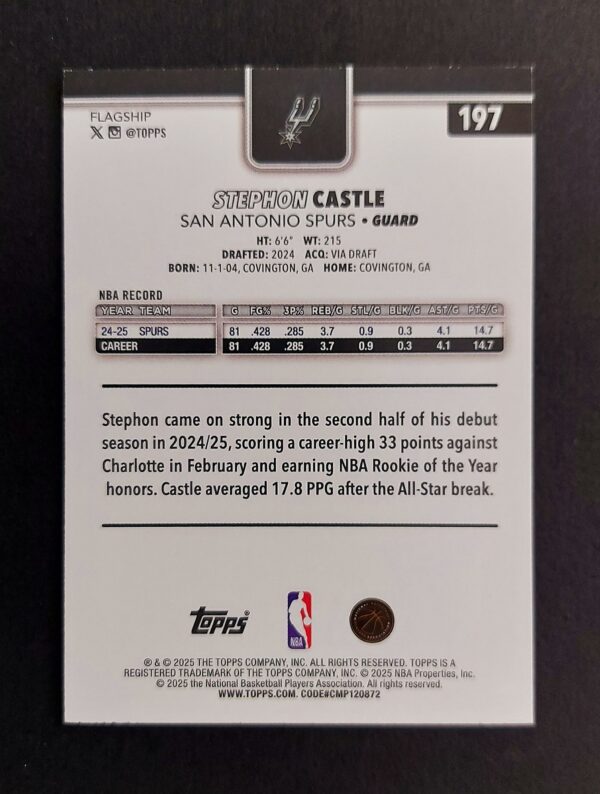 2025-26 Topps Stephon Castle #197