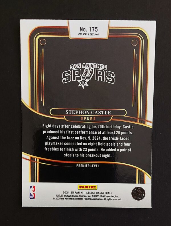 2024-25 Panini Select Stephon Castle #175 Premier Level RC Prizm