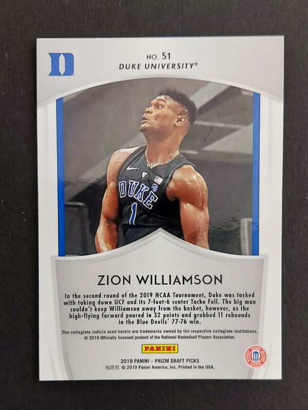 2019-20 Panini Prizm Draft Picks Crusade Zion Williamson #51 RC
