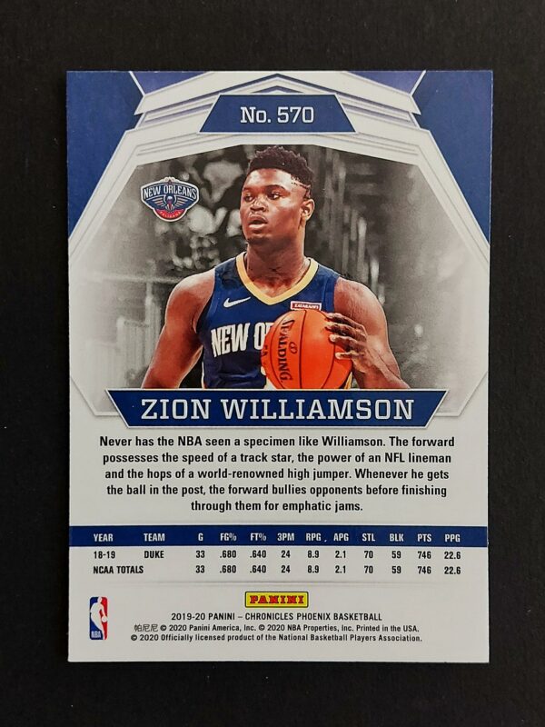 2019-20 Panini Chronicles Phoenix Zion Williamson #570 RC