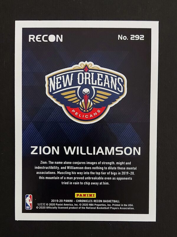 2019-20 Panini Chronicles Recon Zion Williamson #292 RC