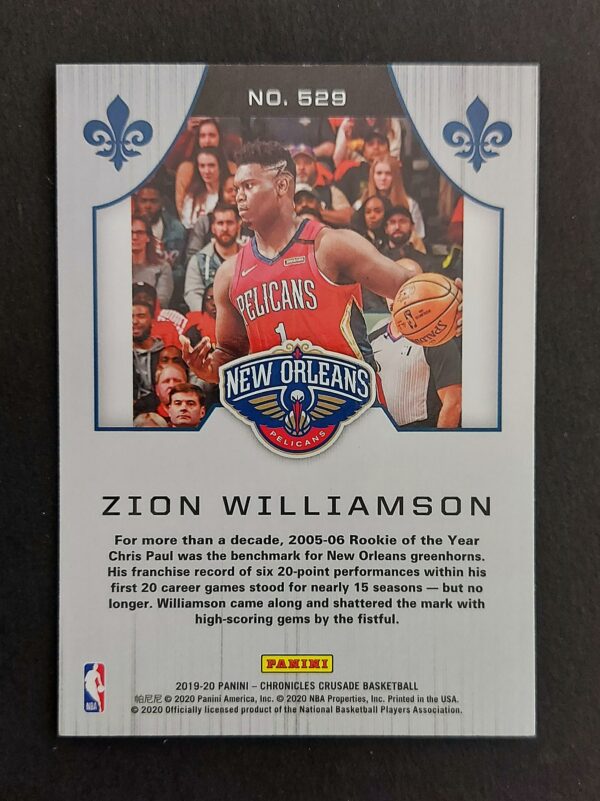 2019-20 Panini Chronicles Crusade Zion Williamson #529 RC