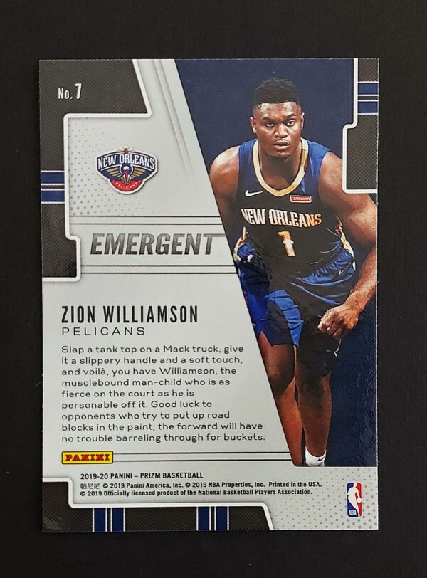 2019-20 Panini Prizm Emergent Zion Williamson #7 RC