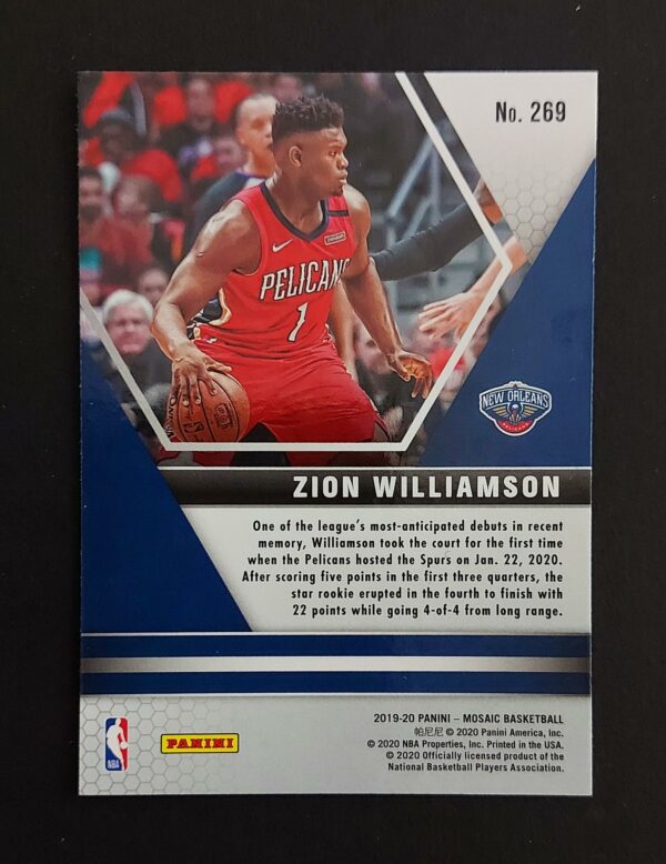 2019-20 Panini Mosaic NBA Debut Zion Williamson #269 RC