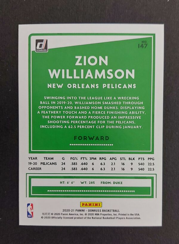 2020-21 Panini Donruss Zion Williamson #147