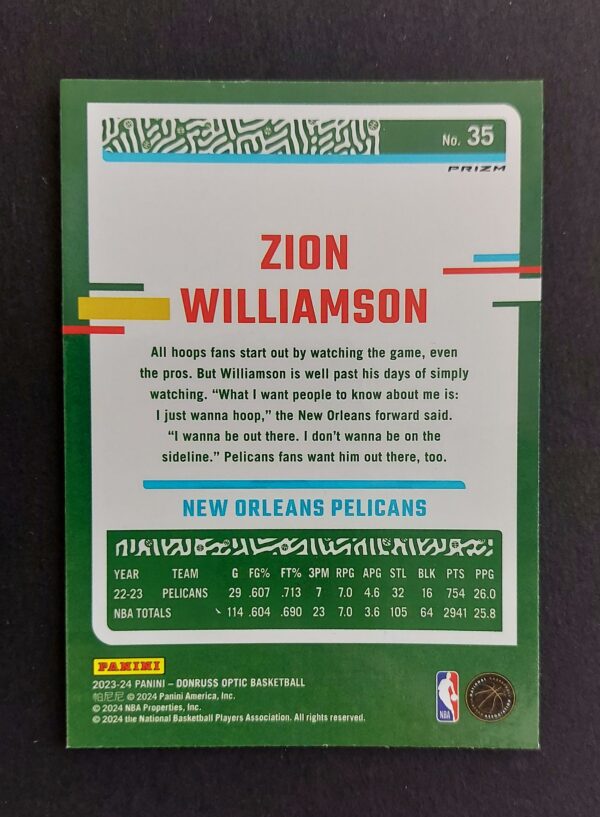 2023-24 Panini Optic Zion Williamson #35 Pink