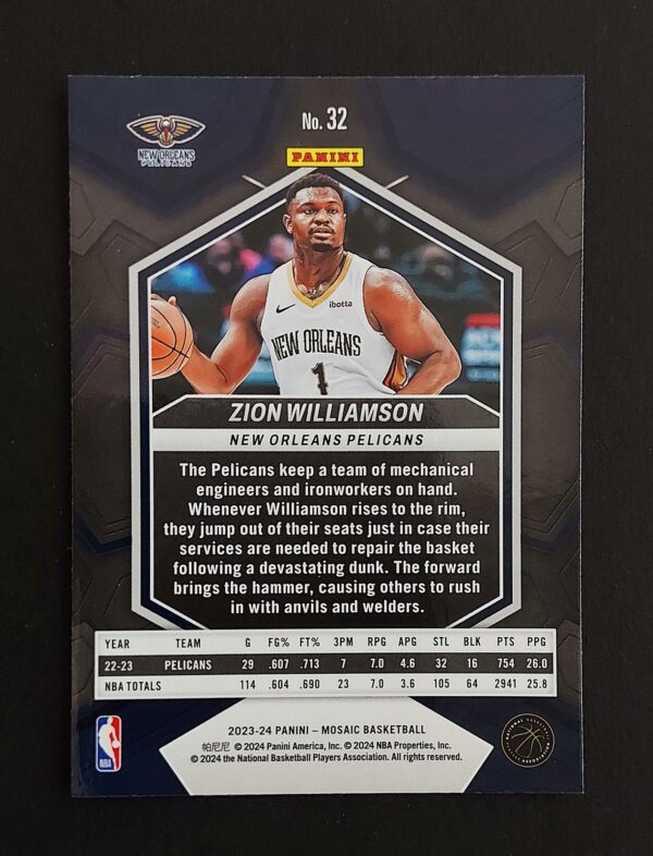 2023-24 Panini Mosaic Zion Williamson #32