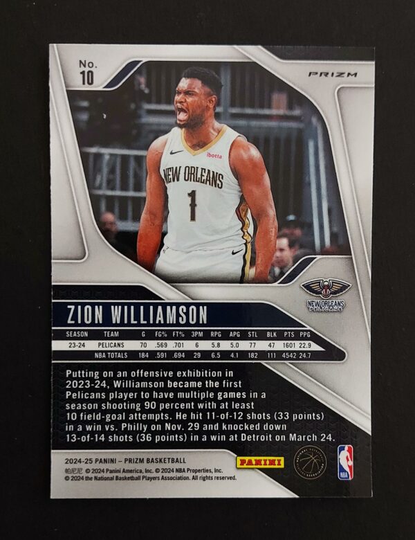 2024-25 Panini Prizm Zion Williamson #10 Pink Ice