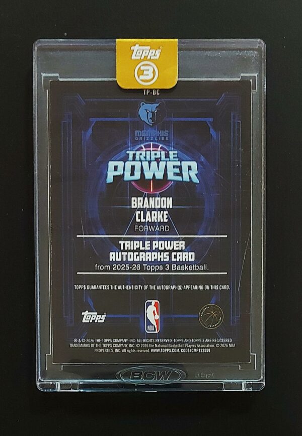2025-26 Topps Three 3 Triple Power Brandon Clark 26/49 Auto