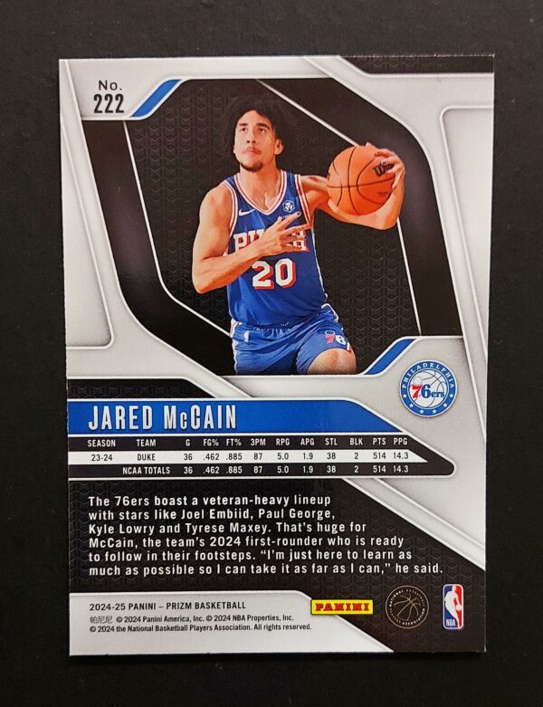 2024-25 Panini Prizm Jared McCain #222 RC