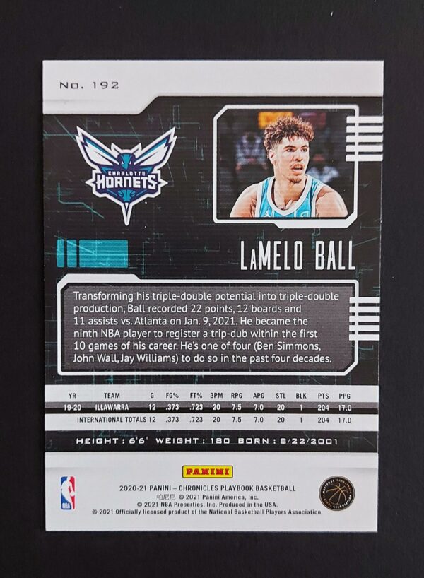 2020-21 Panini Chronicles Playbook Lamelo Ball #192 RC