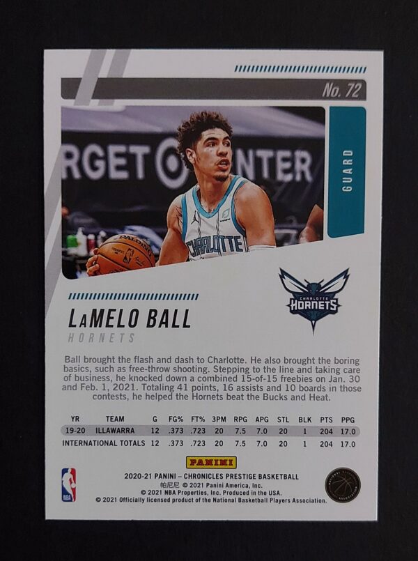 2020-21 Panini Chronicles Prestige Lamelo Ball #72 RC