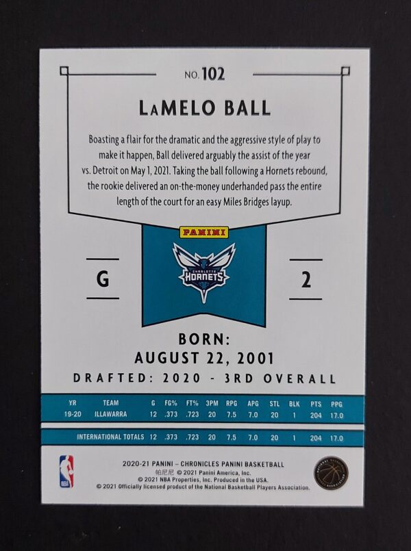 2020-21 Panini Chronicles Lamelo Ball #102 RC