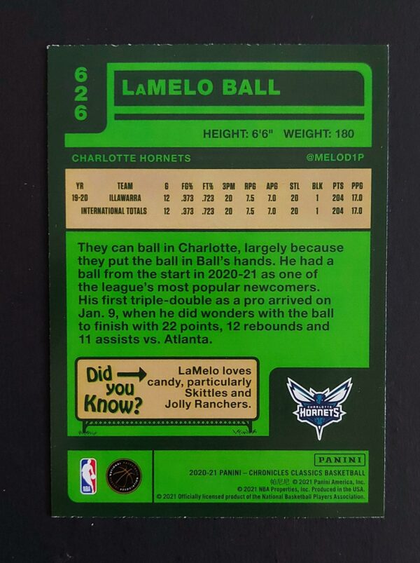 2020-21 Panini Chronicles Classics Lamelo Ball #626 RC