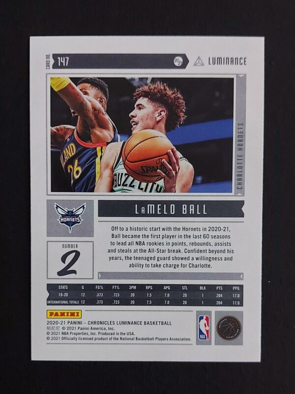 2020-21 Panini Chronicles Luminance Lamelo Ball #147 RC
