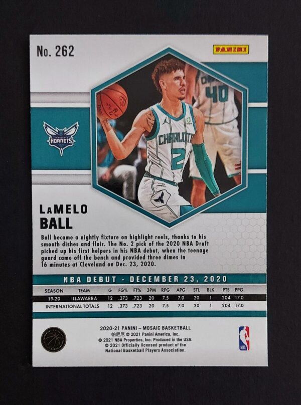 2020-21 Panini Mosaic NBA Debut Lamelo Ball #262 RC Silver