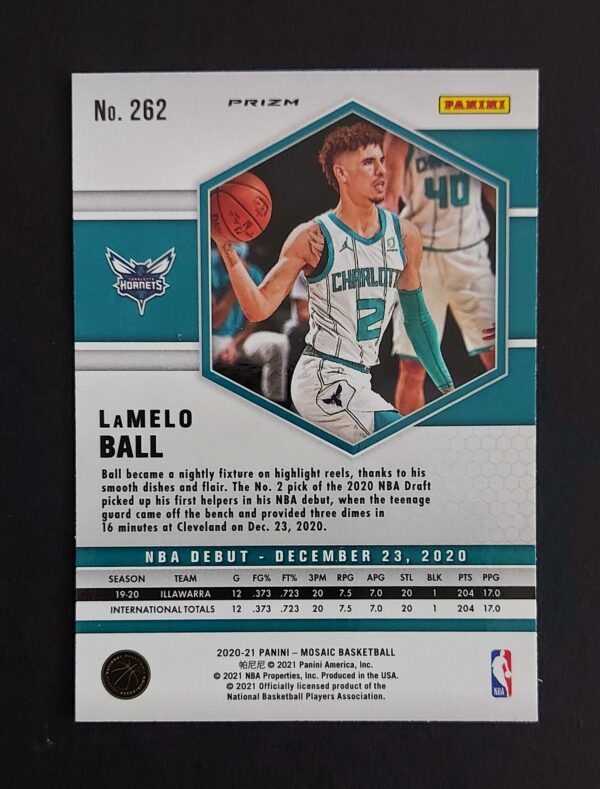 2020-21 Panini Mosaic NBA Debut Lamelo Ball #262 RC Orange Reactive
