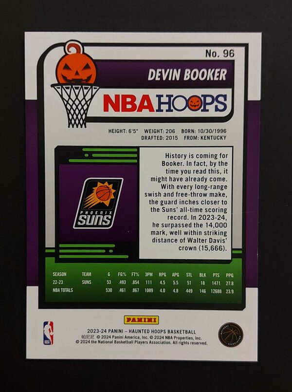 2023-24 Panini Haunted Hoops Devin Booker #96 Slime