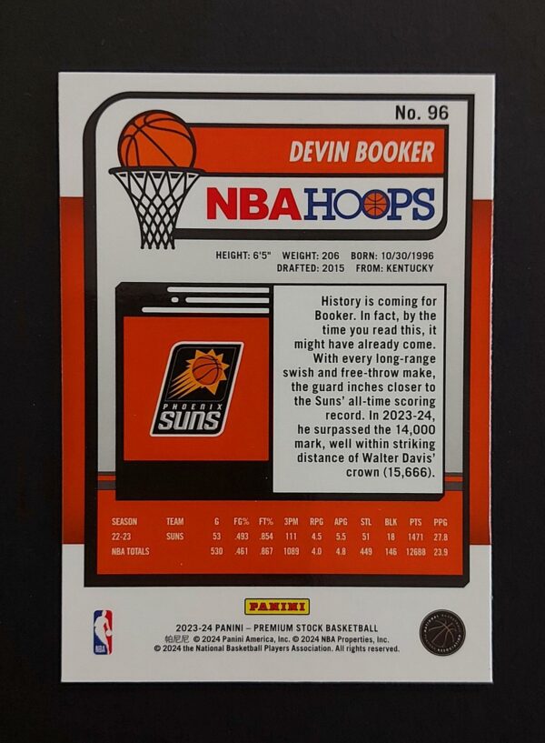 2023-24 Panini Hoops Premium Stock Devin Booker #96