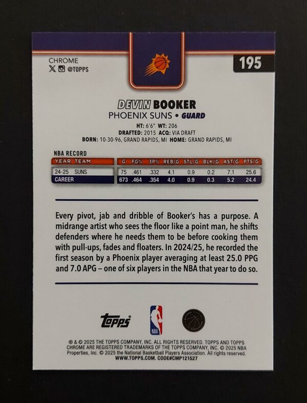 2025-26 Topps Chrome Devin Booker #195