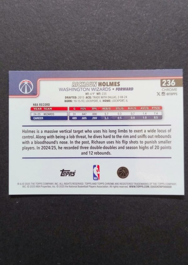 2025-26 Topps Chrome Richaun Holmes #236 Red White Blue